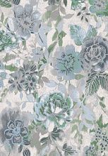 Ковер Бельгийский синий из вискозы и хлопка с цветами ROYAL PALACE 2020 R 17006 6767